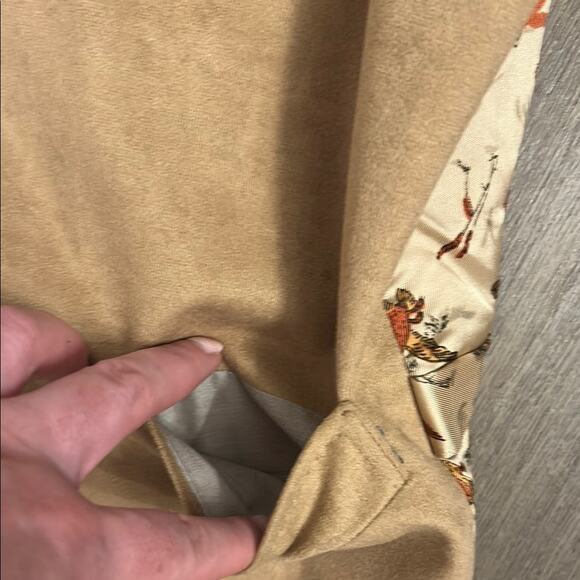 Handmade Tan Suede Like Western Boho Bird Pattern Button Vest Festival Size M? - Picture 4 of 7